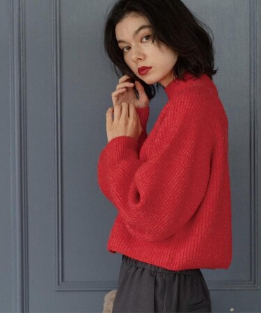 MIXミドルゲージショートあぜニット【洗濯機OK】