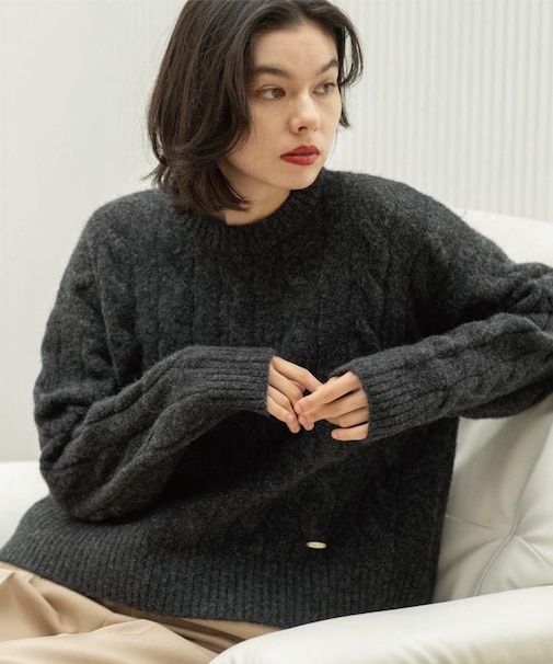 MIXミドルゲージケーブルニット【洗濯機OK】