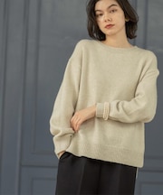 リラクシークルーネックニット【洗濯機OK】