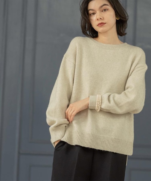 リラクシークルーネックニット【洗濯機OK】