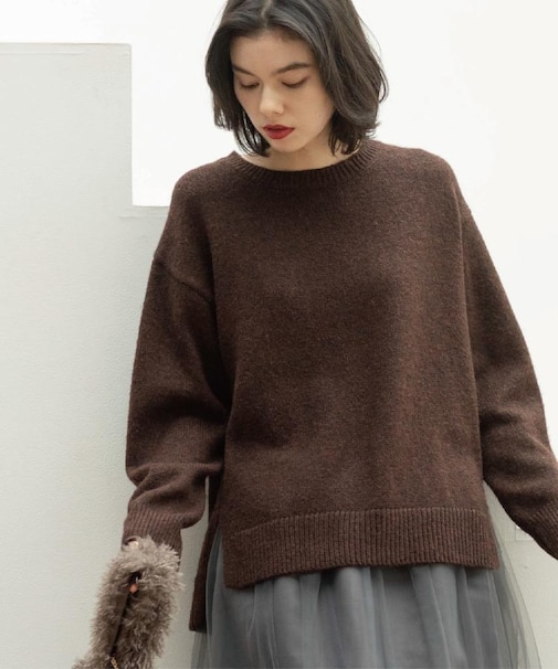 リラクシークルーネックニット【洗濯機OK】