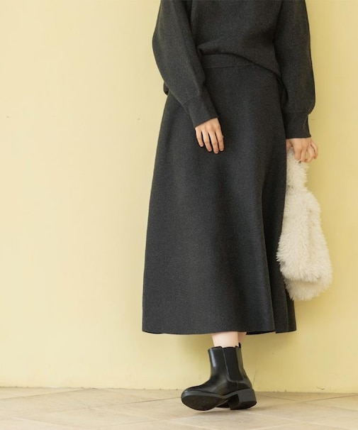 ニットフレアスカート/セットアップ対応【洗濯機OK】