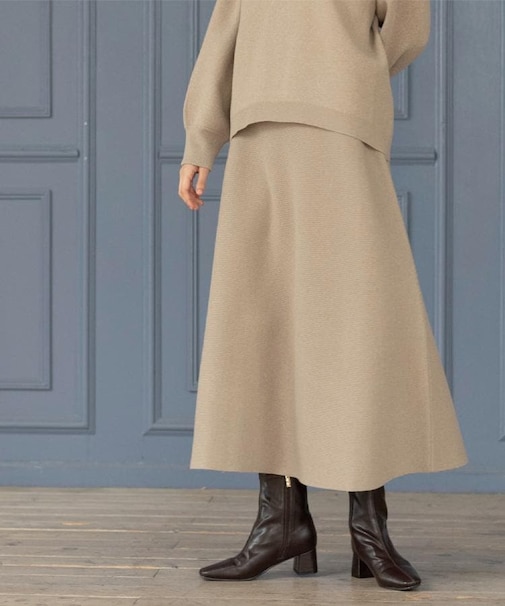 ニットフレアスカート/セットアップ対応【洗濯機OK】