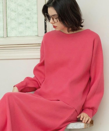 サイド編地切替ニットトップス/セットアップ対応【洗濯機OK】