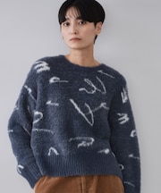 アート柄シャギーニット【洗濯機OK】