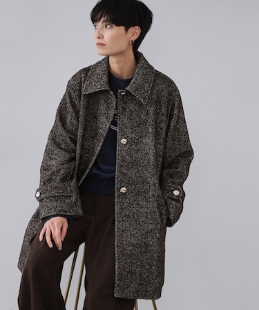 ヘリンボーンステンカラーコート