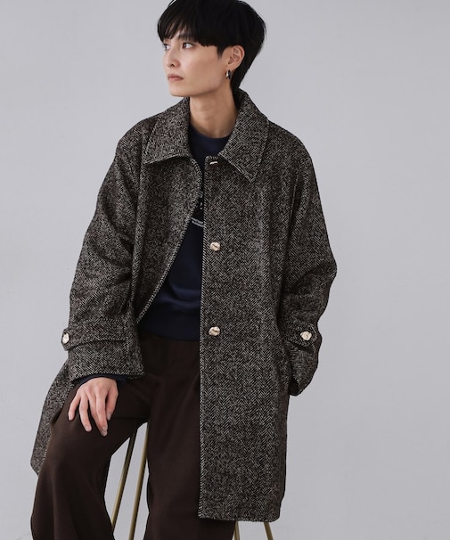 ヘリンボーンステンカラーコート