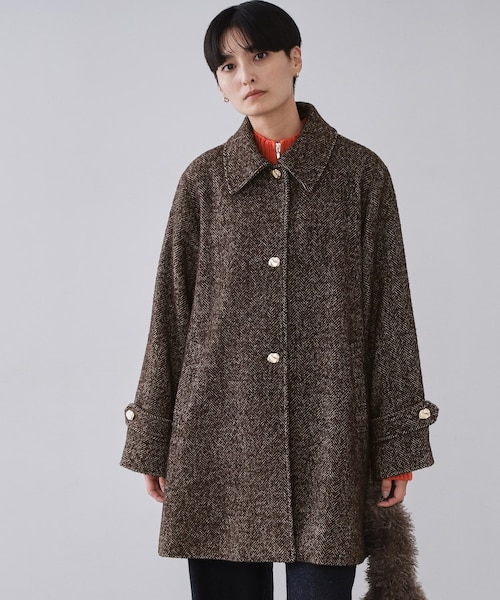 auberge ヘンプステンカラーコート 今季注目のステンカラーコート。魅惑のAライン。 | andPheb