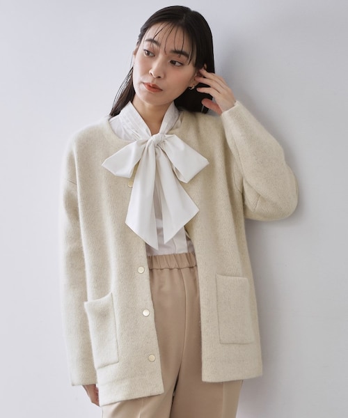 アンゴラ/フォックスブレンド ニットカーディガン【洗濯機OK