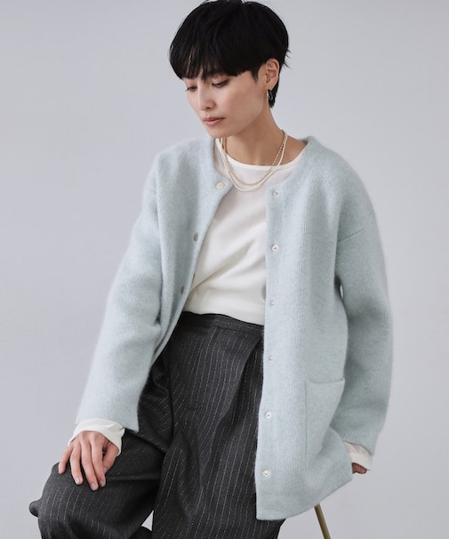 アンゴラ/フォックスブレンド　ニットカーディガン【洗濯機OK】