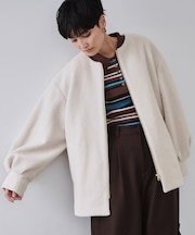 もこもこノーカラージップミドルコート【洗える】