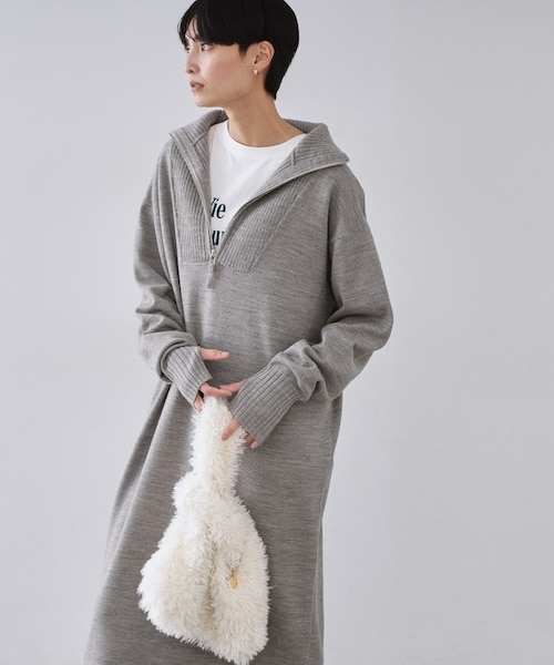 BRIEFING ブリーフィング　ニットワンピース　ハーフジップ ネイビー　S ハーフジップニットワンピース【洗濯機OK】｜オペーク ドット クリップ