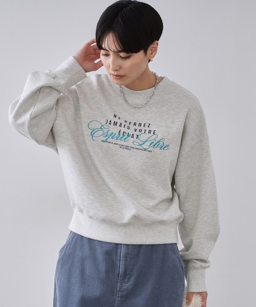 裏毛プリント刺繍ロゴ【洗濯機OK】