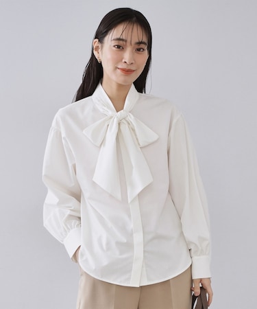ボウタイブラウス【洗濯機OK】