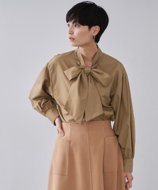 ボウタイブラウス【洗濯機OK】