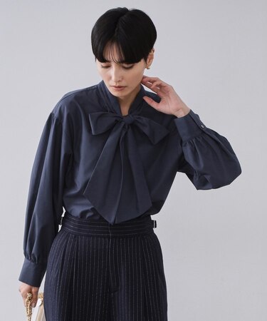 ボウタイブラウス【洗濯機OK】