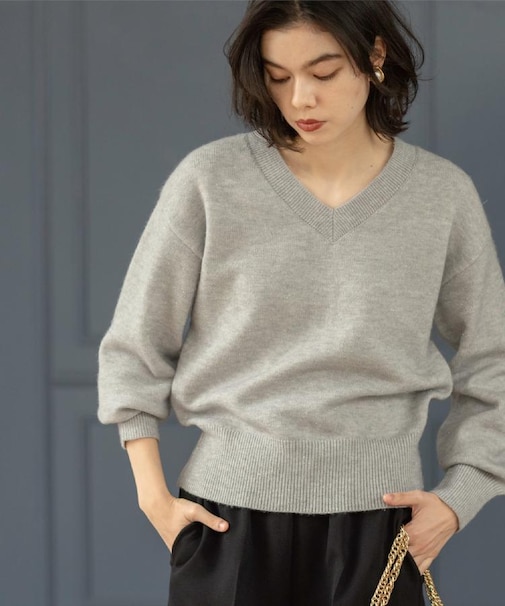 Vネックラメニット【洗濯機OK】