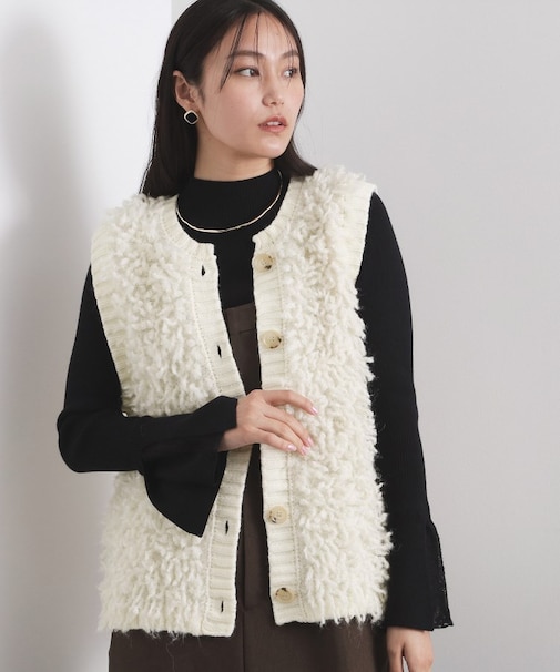 ループヤーンニットベスト【洗濯機OK】