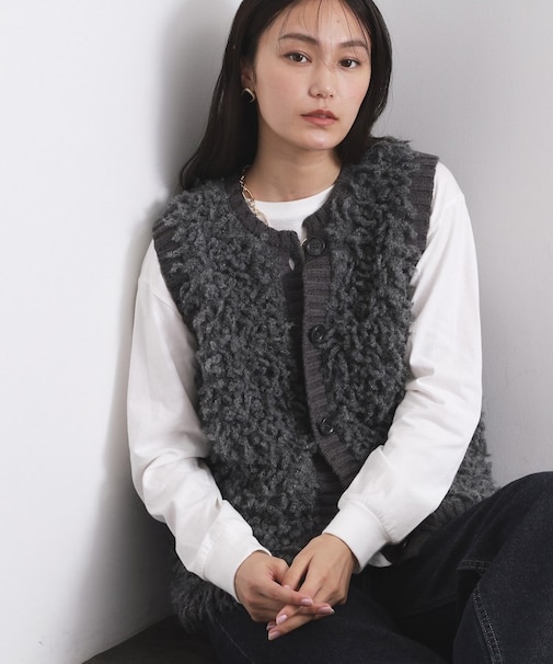 ループヤーンニットベスト【洗濯機OK】