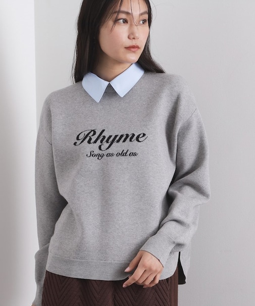 襟付きロゴジャカードニット【洗濯機OK】