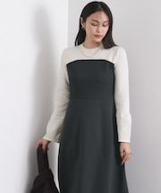 配色ビスチェニットワンピース【洗濯機OK】