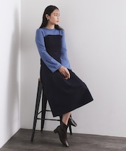 配色ビスチェニットワンピース【洗濯機OK】