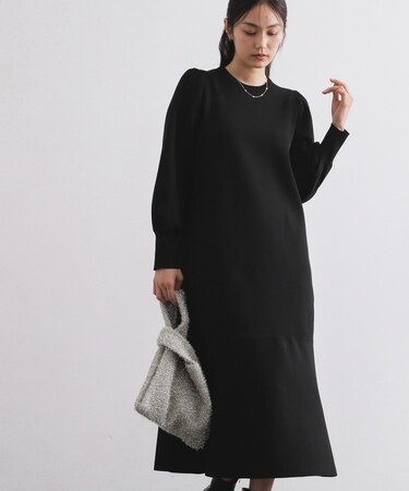 裾フレアニットワンピース【洗濯機OK/抗ピル】