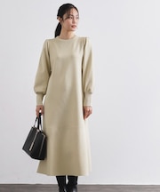 裾フレアニットワンピース【洗濯機OK／抗ピリング】