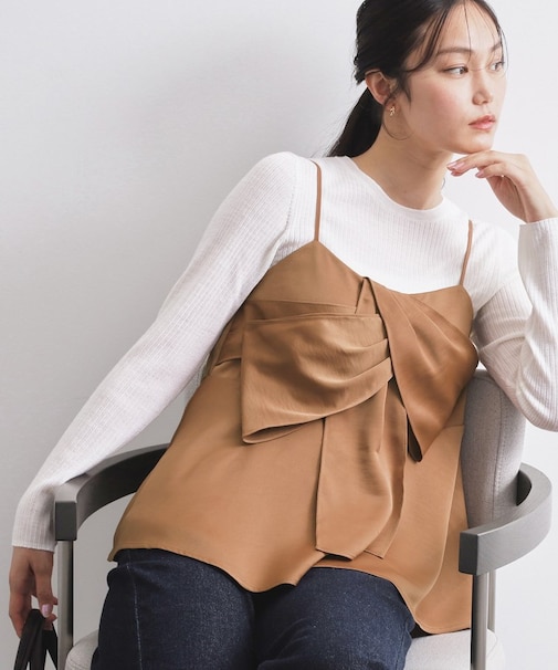 サテンキャミブラウス【洗濯機OK】