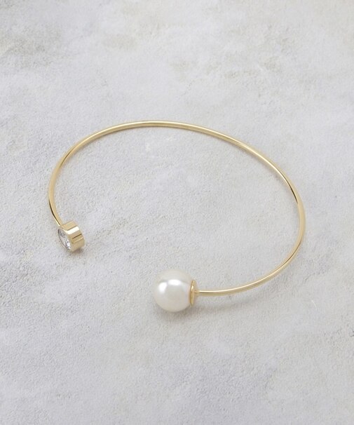 フェイクパールビジュー メタルバングル