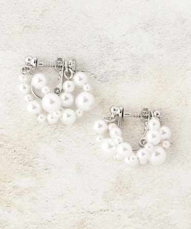 フェイクパールリングイヤリング