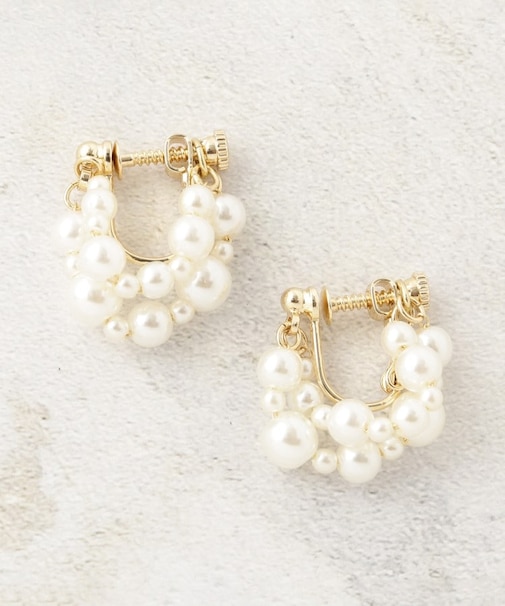 フェイクパールリングイヤリング