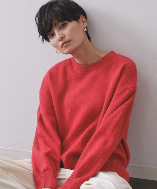 きらきらクルーミドルゲージニット【洗濯機OK】