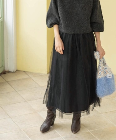 チュールイージーギャザースカート【洗濯機OK】