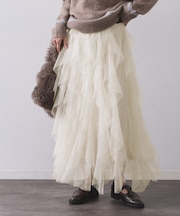 ラッフルチュールイージースカート【洗濯機OK】