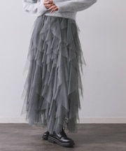 ラッフルチュールイージースカート【洗濯機OK】