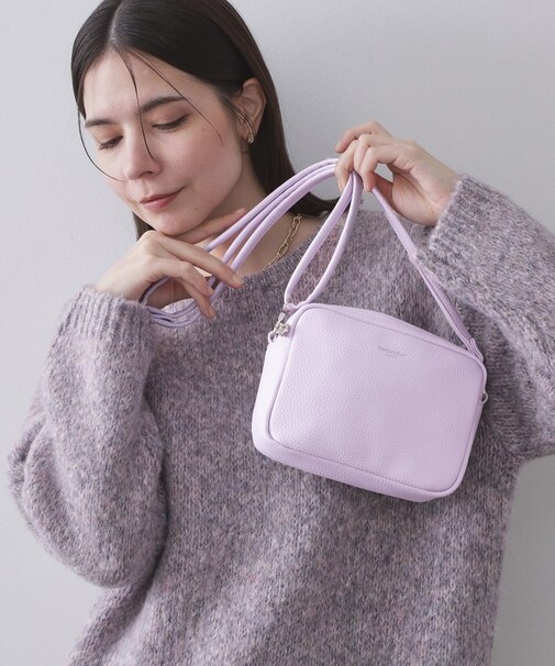 シュリンク合皮スクエアミニショルダーバッグ【軽量／長さ調整可能】
