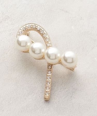 フェイクパール カーブラインブローチ