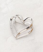 ダブルラインハートビジューブローチ