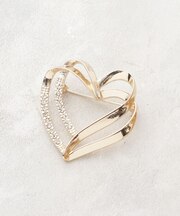 ダブルラインハートビジューブローチ