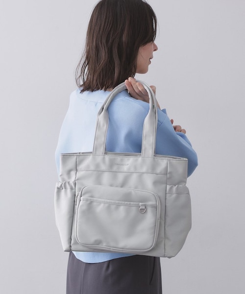 フロントポケット3層デザインBIGトートバッグ【2WAY／マルチポケット