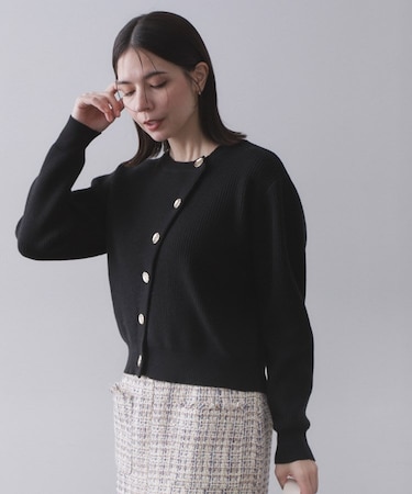 アシンメトリーボタンカーデ【洗濯機OK】