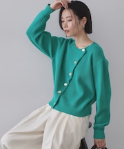 アシンメトリーボタンカーディガン【洗濯機OK】