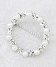 フェイクパール／ビジューサークルブローチ
