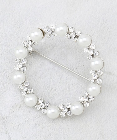 フェイクパール／ビジューサークルブローチ