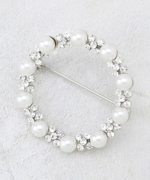 フェイクパール／ビジューサークルブローチ