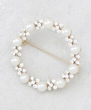 フェイクパール／ビジューサークルブローチ