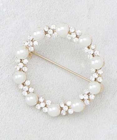 フェイクパール／ビジューサークルブローチ