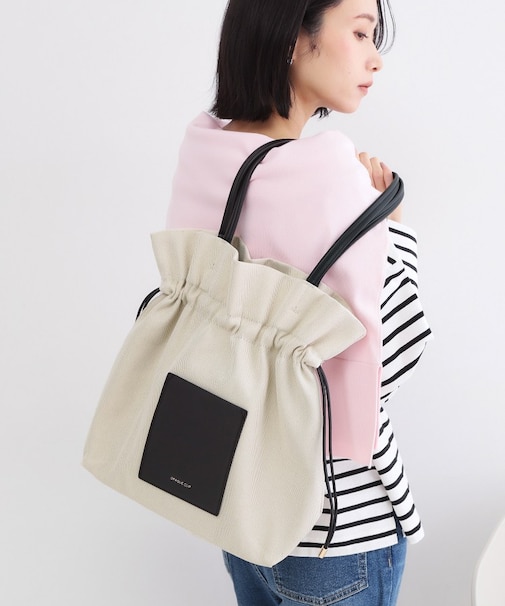 素材アソートドロストデザイン巾着トートバッグ【A4サイズ対応】