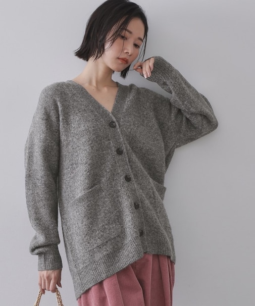Vネックニットカーディガン／セットアップ対応可【洗濯機OK】